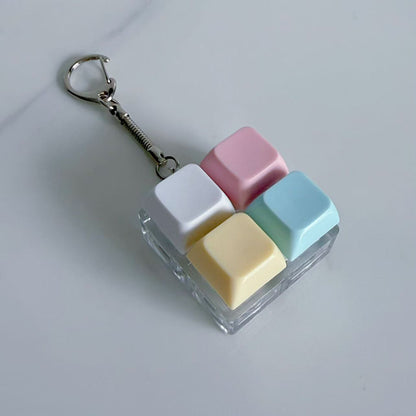 Pastel Colors Finger Press Button Cube Squishy Keyboard Keychain Stress Relief Toy