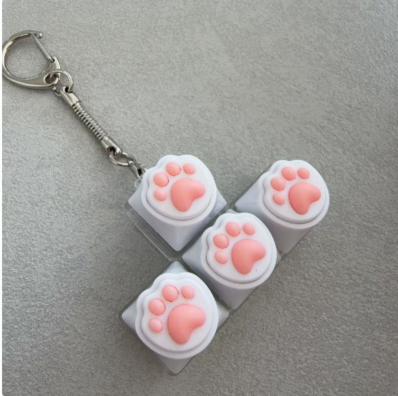 Silicone Cat Paw Keycap Stress Relief Keychain Keyboard-Style Pendant Charm