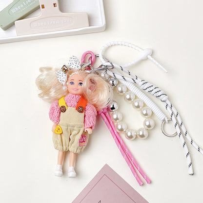 Chic Fashion Doll Keychain Cute Knitted Cartoon Doll Bag Charm Pendant Accessory
