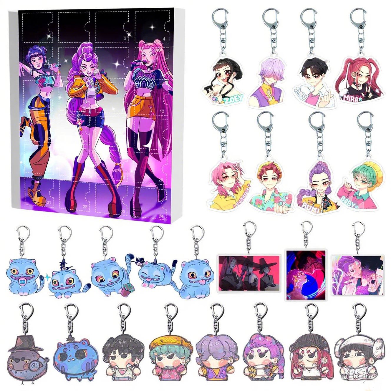 KPOP Demon Hunter Girl Group Advent Calendar – 24pcs Blind Box Acrylic Keychain Set