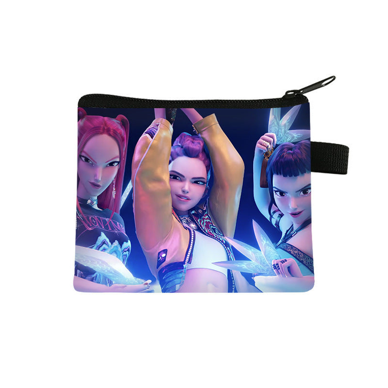 K-Pop Demon Hunters Anime Printed Mini Coin Purse Cute Small Wallet Portable Key & Card Holder