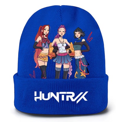 K-Pop Demon Hunters Knit Beanie Cozy Plush Lined Pull-On Hat for Spring & Winter Unisex Street Style