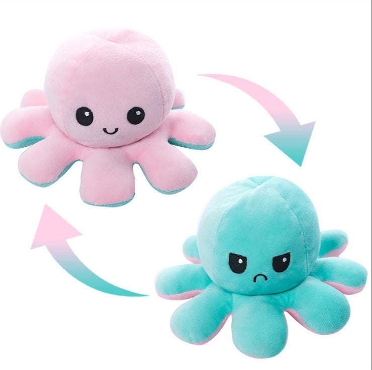 Reversible Octopus Plush Toy – Double-Sided Mood & Emotion Stuffed Animal