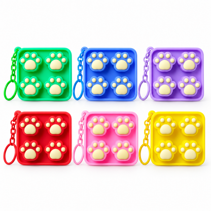 Button Fidget Keychains – Novelty Stress Relief Sensory Toys, Pizza, Donut, Clover, Cat Paw & More