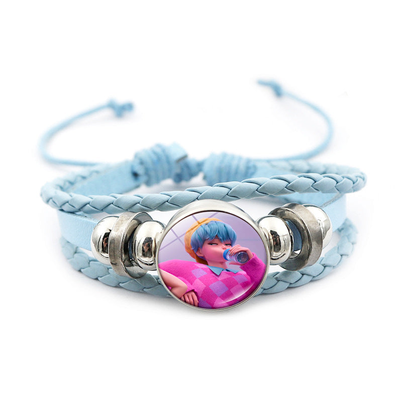 K-POP Demon Hunters & Gaza Boy Group Bracelet Adjustable Braided Leather Fan Jewelry Available in 3 Colors