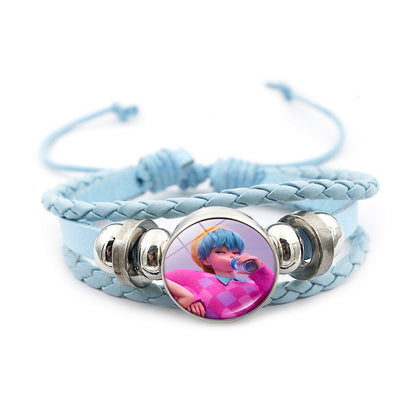K-POP Demon Hunters & Gaza Boy Group Bracelet Adjustable Braided Leather Fan Jewelry Available in 3 Colors