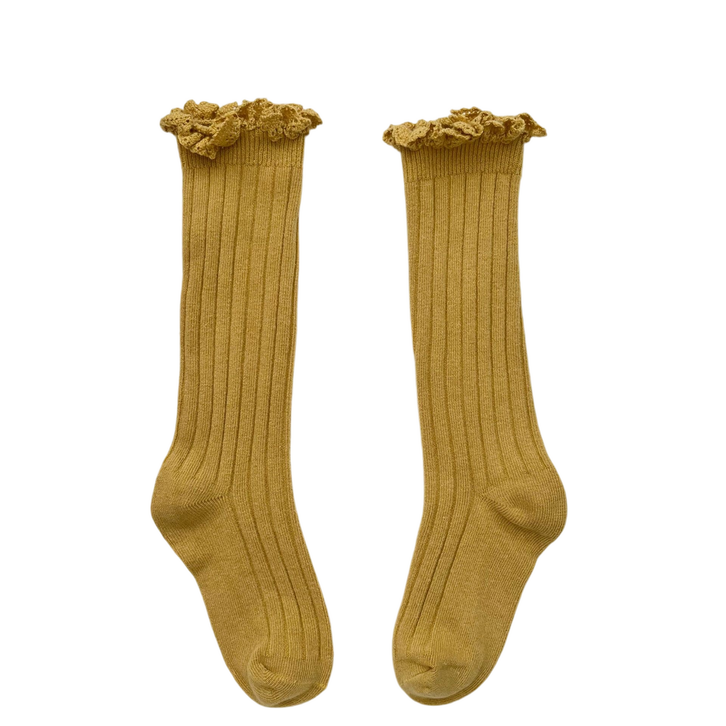 Kids Solid Color Mid-Calf Socks Combed Cotton Lace Trim Frilly Socks Spring & Autumn Wear
