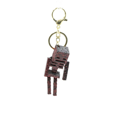 Pixel Skeleton 3D Keychain – Metallic Halloween Bag Charm