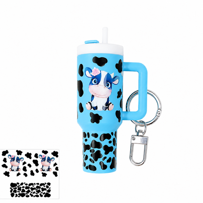 Cow Print Tumbler Fidget Keychain – Pressable Bag Charm