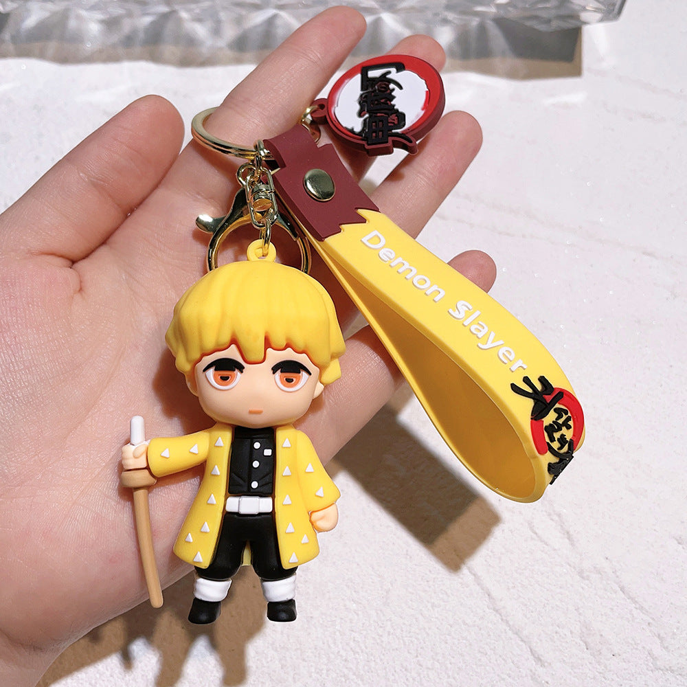 Cartoon Demon Slayer Silicone Keychain Pokémon Mini Figure Bag Charm Pendant
