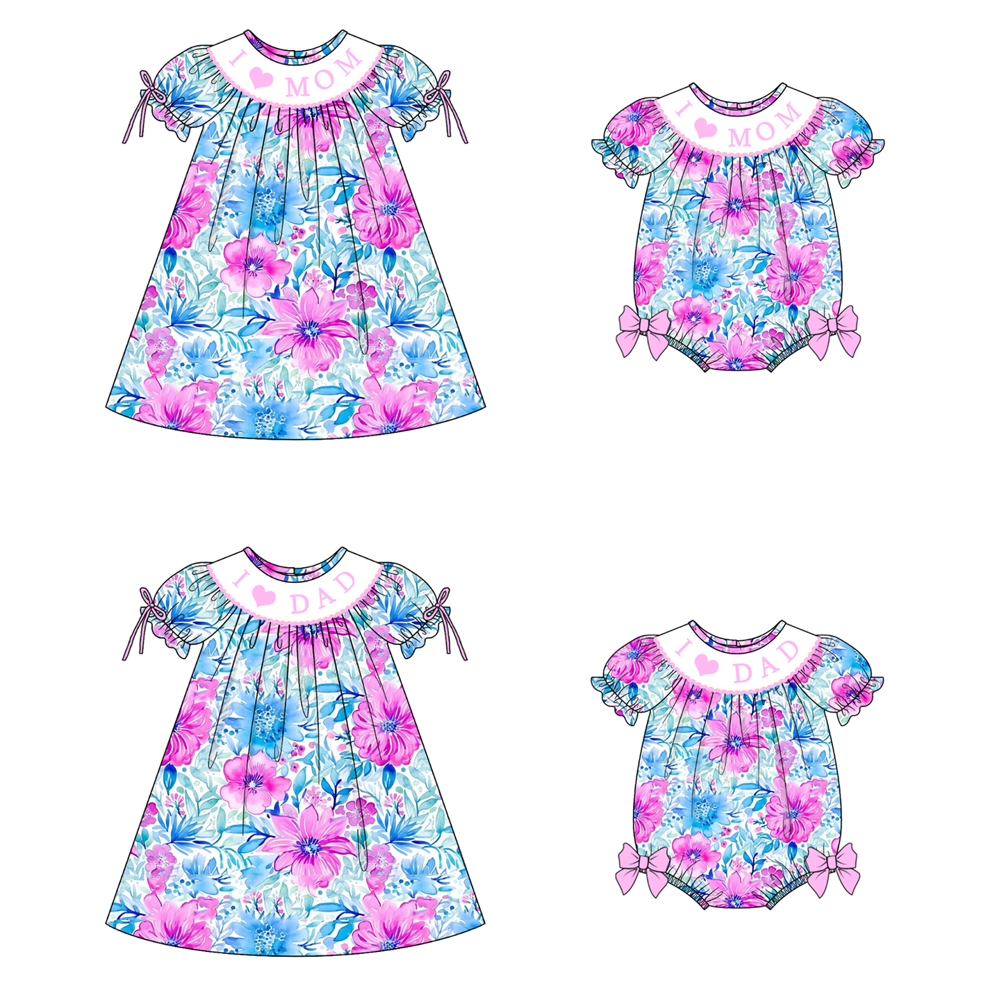 Kids Summer Floral Embroidery Collection Mother‘s Day Dresses & Rompers