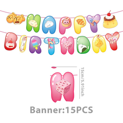 Kawaii Squishy Toy Themed Birthday Party Supplies – Cute Cartoon Paper Plates, Cups, Napkins, Tablecloth & Decorations