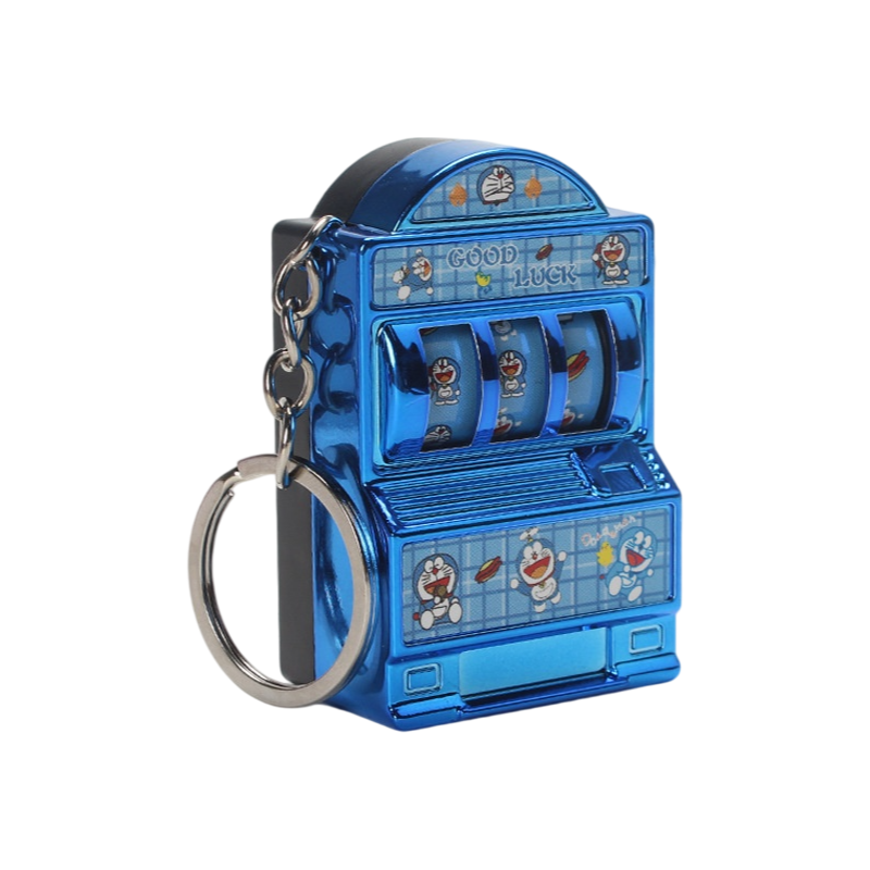Retro Electroplated Slot Machine Keychain Fidget – Lucky Jackpot Fruit Game Toy
