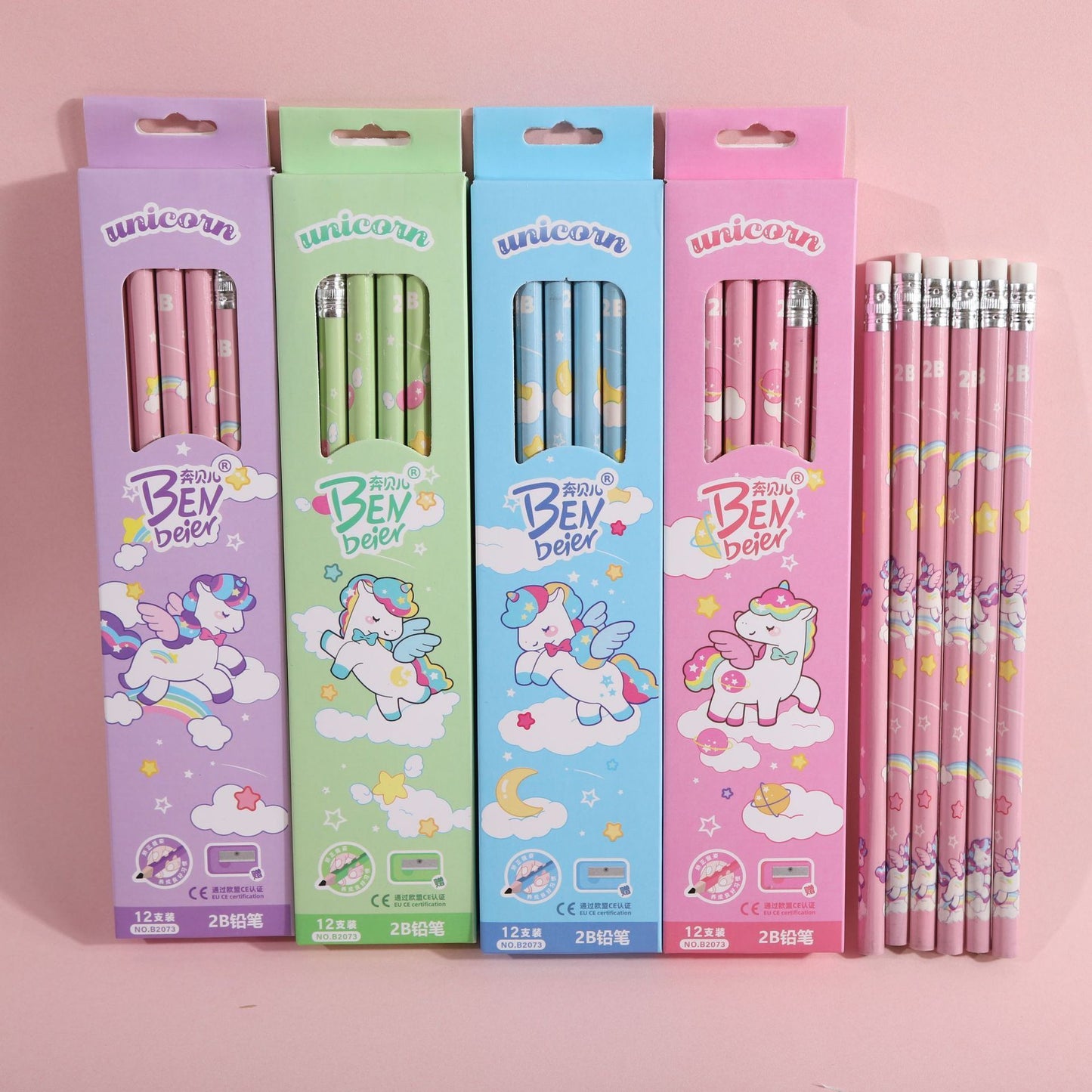 12pcs Cartoon Character 2B Pencils Set Sketching, Drawing & Writing Pencil Set