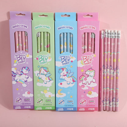12pcs Cartoon Character 2B Pencils Set Sketching, Drawing & Writing Pencil Set