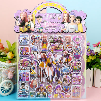 K-Pop Demon Hunters 3D Puffy Stickers Kids Cartoon Layered DIY Anime Movie Merchandise Stickers