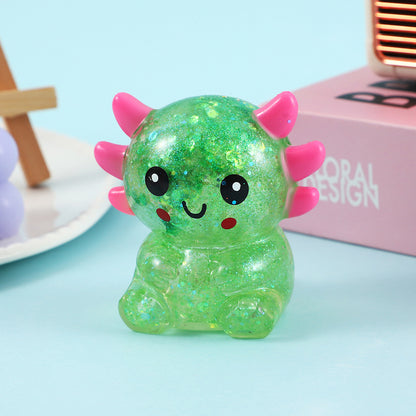 Cartoon Sequin Axolotl Squishy Toy Slow Rising Stress Relief Squeeze Toy