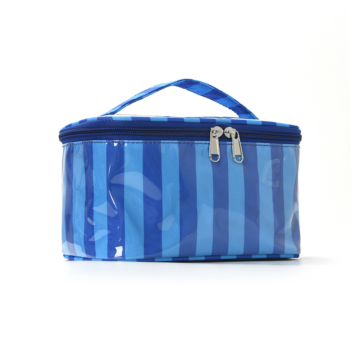 PVC Striped Waterproof Clear Cosmetic Bag Makeup Travel Toiletry Organizer Carry Pouch