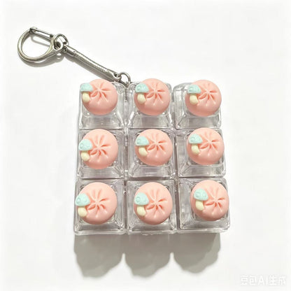 Mini Dumpling Fidget Charm Keychain Cute 3x3 Pop Fun Stress Relief Accessory