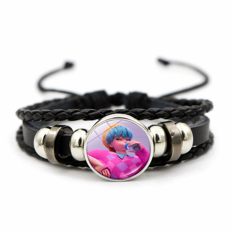 K-POP Demon Hunters & Gaza Boy Group Bracelet Adjustable Braided Leather Fan Jewelry Available in 3 Colors