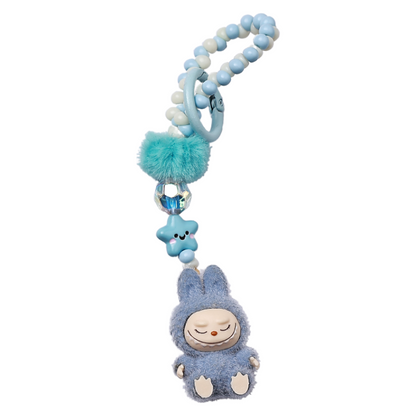 Labubu Beaded Keychain Long Strap Bag Charm Phone Lanyard Key Ring Accessory