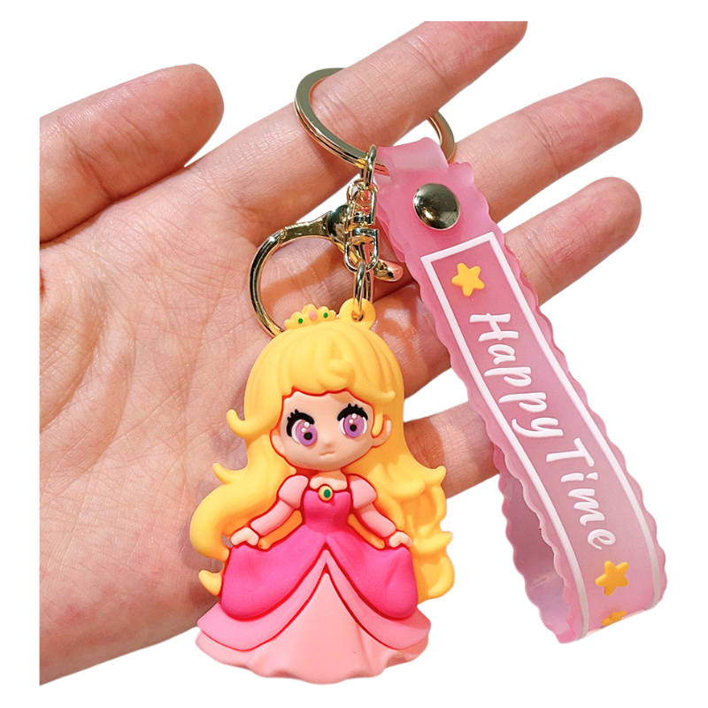 Cute Cartoon Princess Backpack Charm – Soft Silicone Keychain for Bags & Car Keys