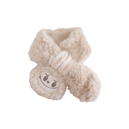 Labubu Kids Scarf Warm Plush Winter Neck Warmer, Soft Faux Rabbit Fur Scarf for Boys and Girls