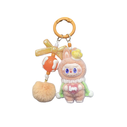 Flocked Labubu King Figure Desktop Ornament KPOP Anime Collectible Toy Decoration Keychain