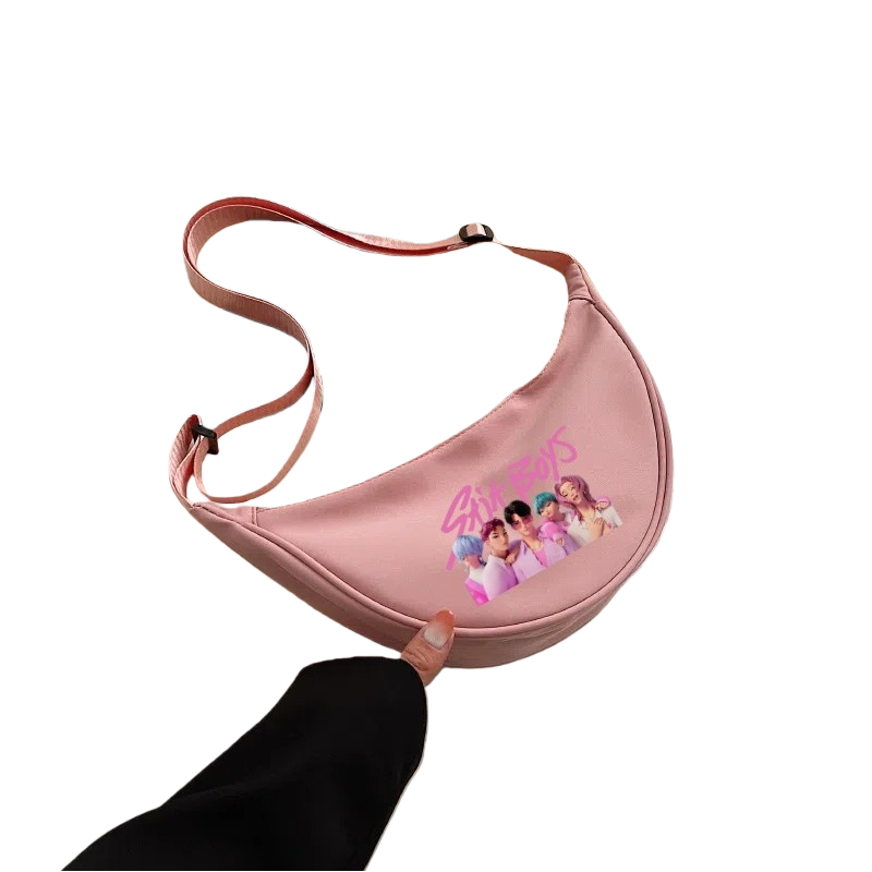 K-Pop Demon Hunters Saja Boys Print Shoulder Bag Crossbody Messenger Half-Moon Bag