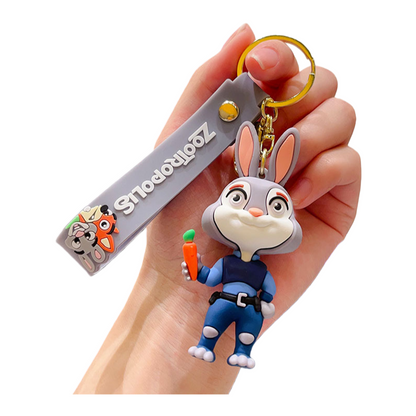 Cute Zootopia Silicone Keychain – Adorable Cartoon Bag Charm & Keyring