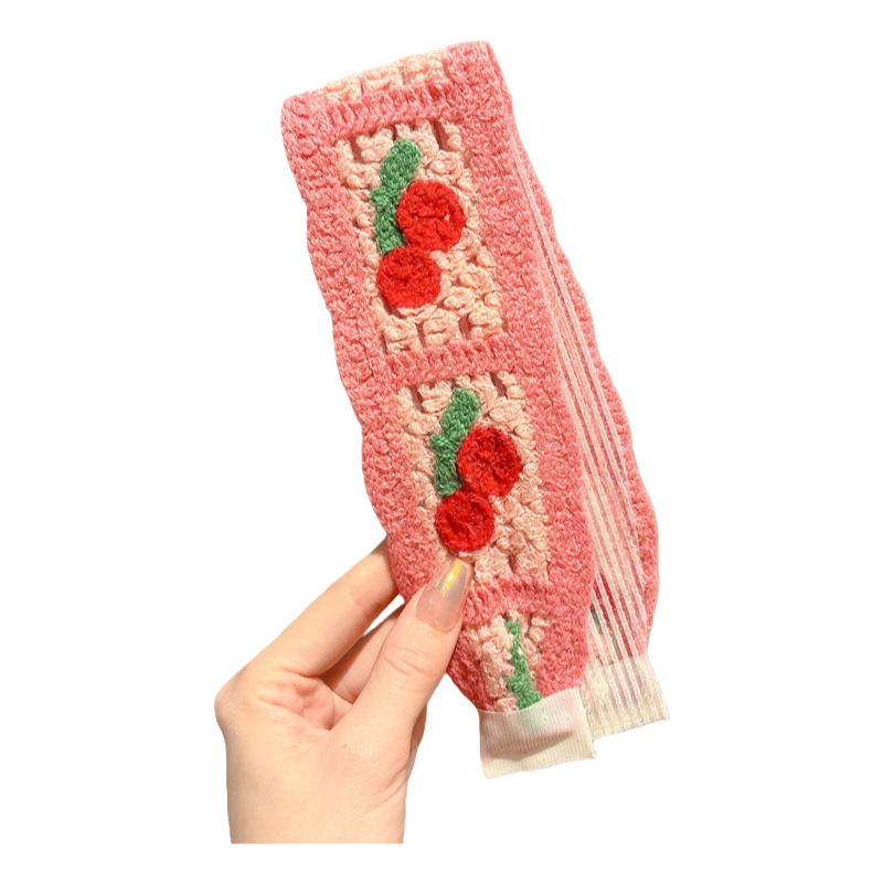 Knit Floral Cottagecore Headband for Girls Strawberry Sunflower Pattern Hair Accessory