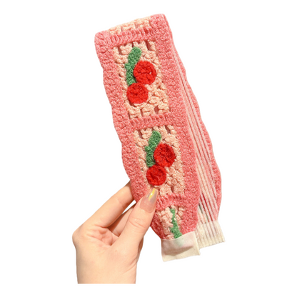 Knit Floral Cottagecore Headband for Girls Strawberry Sunflower Pattern Hair Accessory