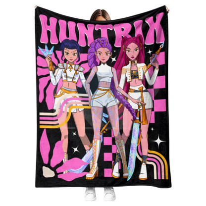 New K-pop Demon Hunters Plush Throw Blanket Flannel Nap Blanket for Sofa or Bed
