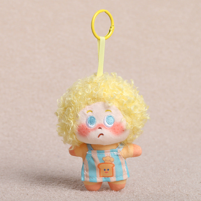 Curly Hair Plush Doll Bag Charm – Cute Character Keychain
