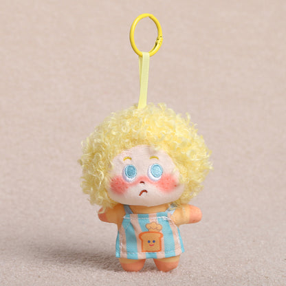 Curly Hair Plush Doll Bag Charm – Cute Character Keychain