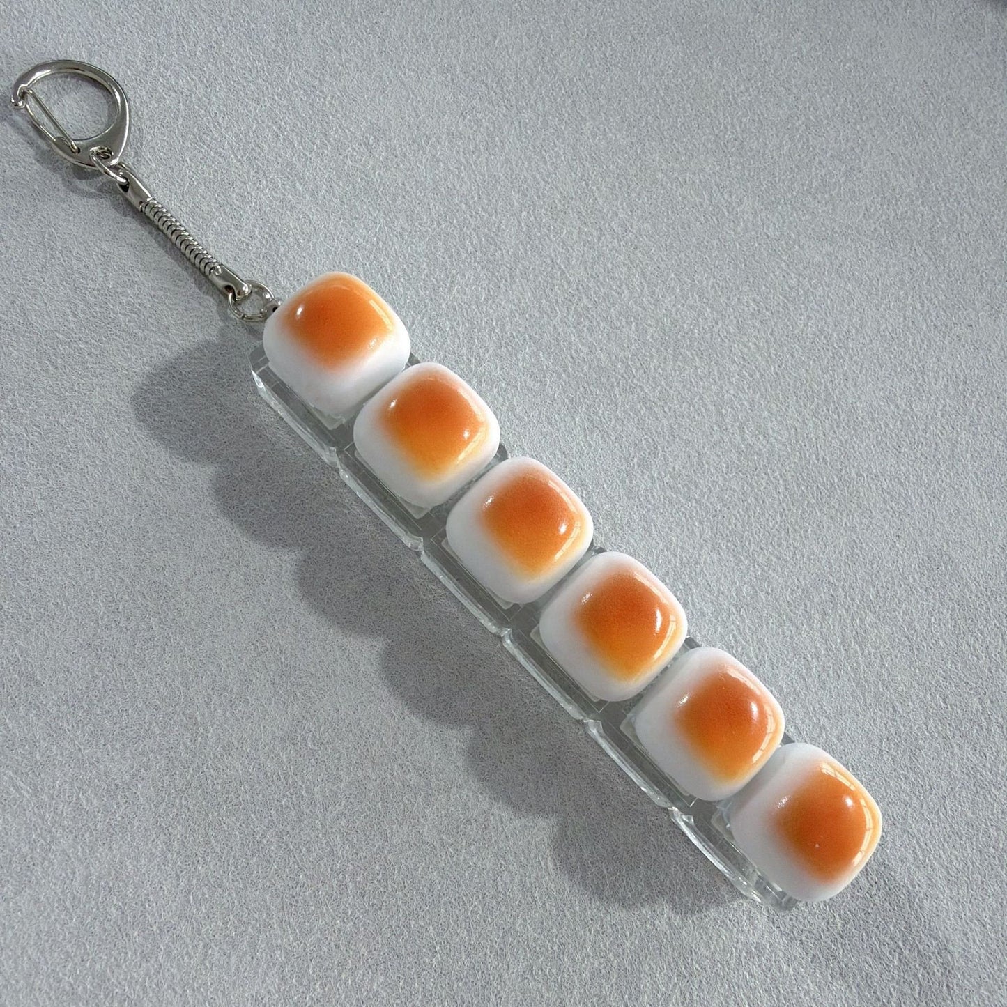 Caramel Mini Toast Cube Keycap Stress Relief Keychain Squishy Keyboard Button Charm