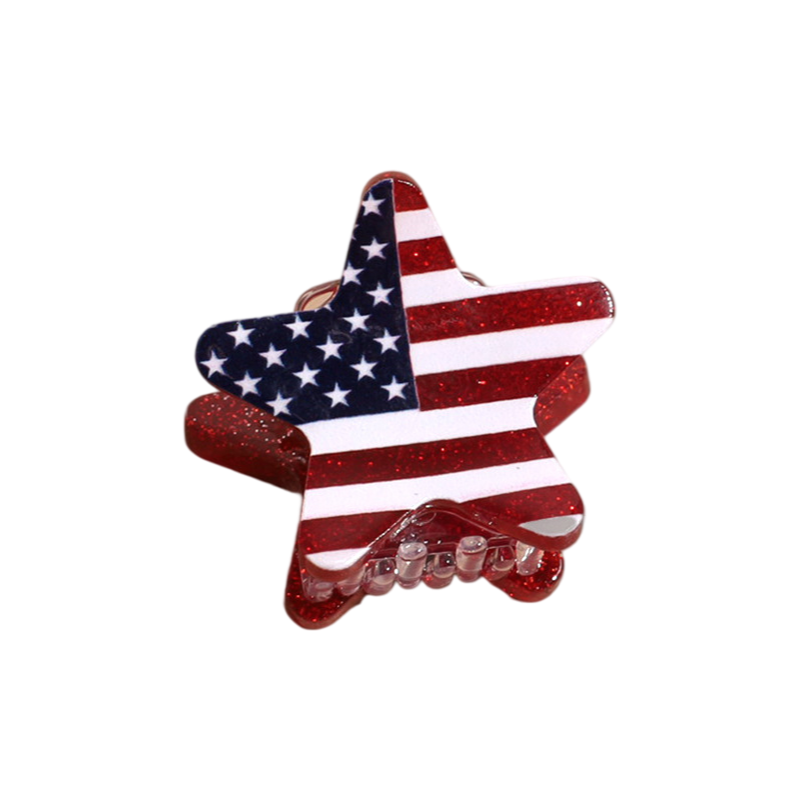 4th of July USA Flag Mini Claw Clips & Half-Moon Hair Claw Patriotic Hair Accessories