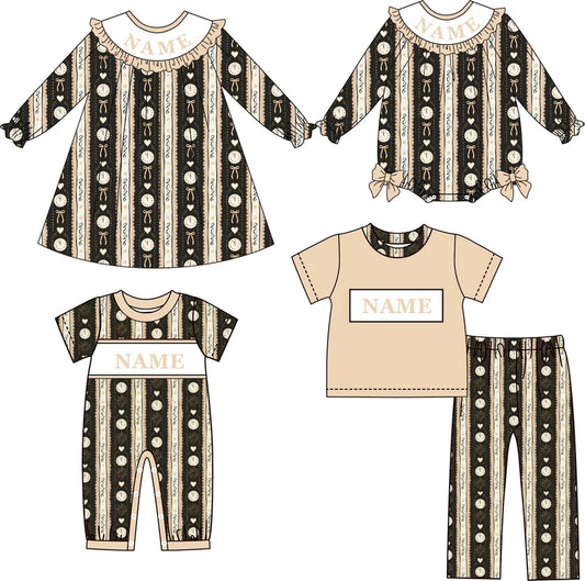 2027 New Year Smocked Embroidery Sibling Matching Outfits – Personalized Girls Dress, Baby Romper & Boys Sets