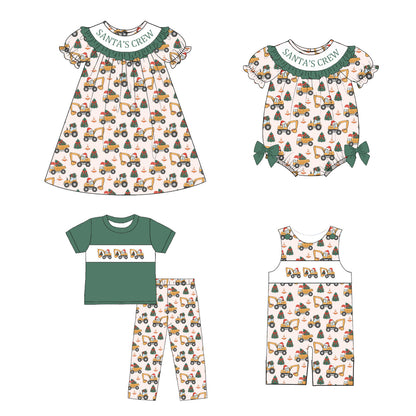 Kids Christmas "SANTA'S CREW" Smocked Collection Holiday Outfits