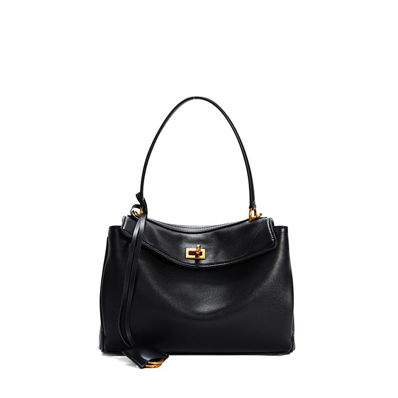 Slouchy Turn-Lock Shoulder Bag in Leather or Suede