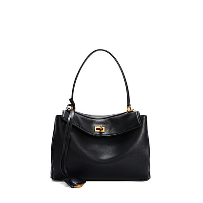Slouchy Turn-Lock Shoulder Bag in Leather or Suede