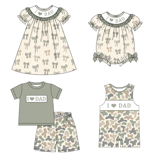 Smocked Father's Day Kids Collection – Embroidered I LOVE DAD Outfits