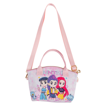 K-Pop Demon Girl Print Crossbody Bag with Top Handle & Adjustable Strap for Kids & Adults