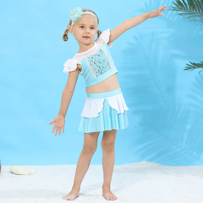 Spring/Summer Girls 2-Piece Swimsuit Princess Swimwear