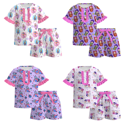 2026 Girls Summer Kpop Demon Hunter Print Pajamas Short Set