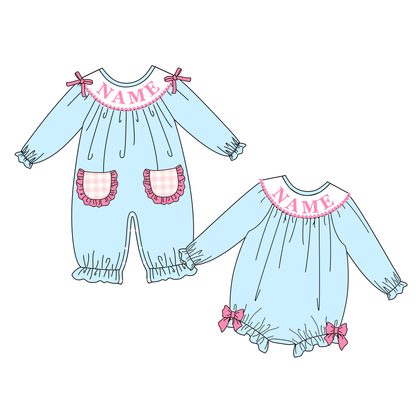 2026 Valentine's Day Custom Name Embroidery Smock Romper Collection