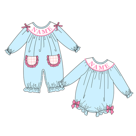 2026 Valentine's Day Custom Name Embroidery Smock Romper Collection
