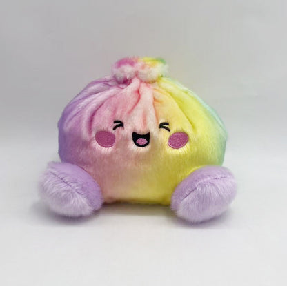 Colorful Dumpling Plush Toy – Cute Smiling Stuffed Bun with Optional Bamboo Steamer Gift Box
