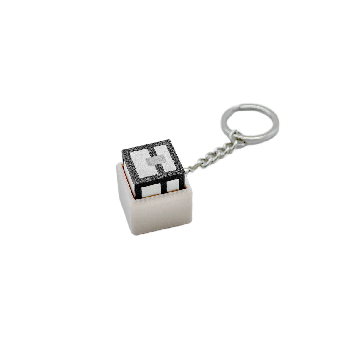3D Printed Pixel Block Fidget Clicker Keychain – Mechanical Keyboard Feel Push Button Toy & Bag Charm