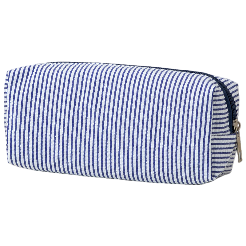 Seersucker Striped Makeup Pouch Travel Toiletry Bag Pencil Case